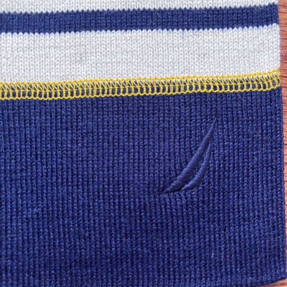 Nautica Mens Stripe Nautical Scarf Navy White Casual Winter Accessory - Picture 3 of 4